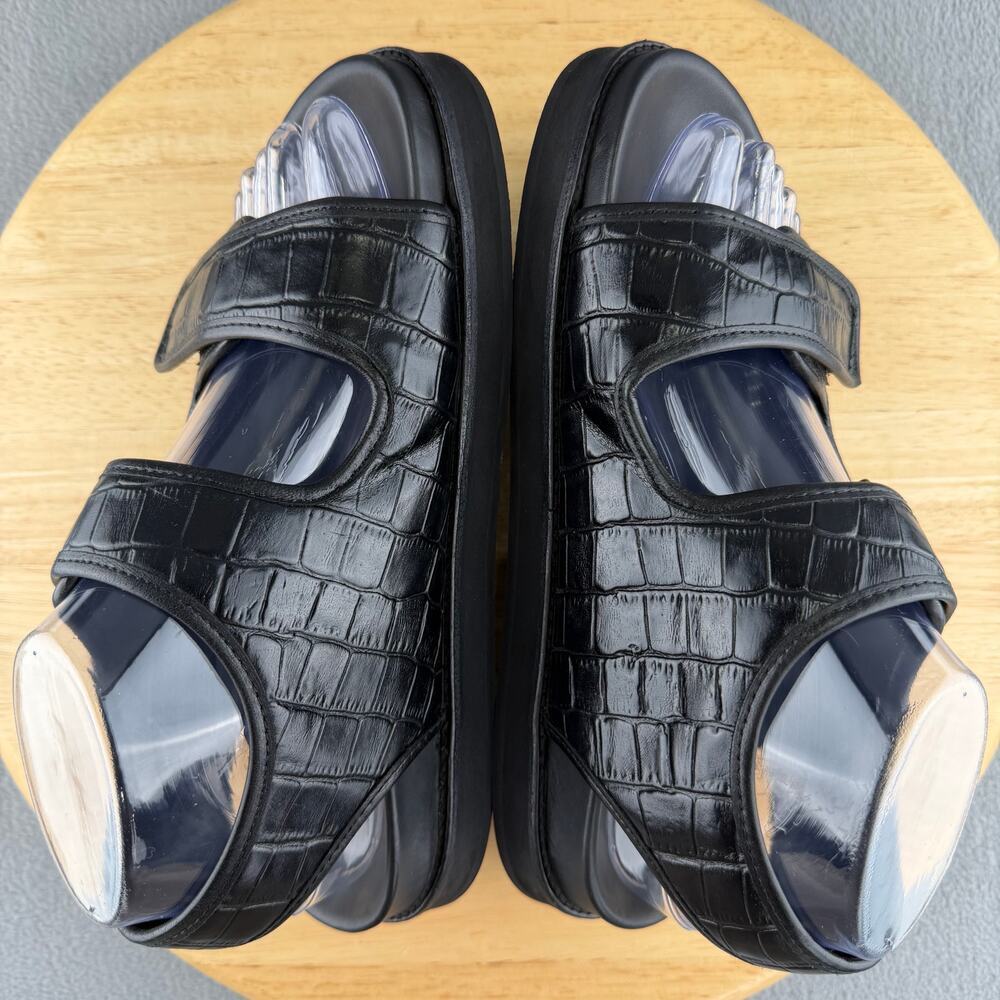 Arket Chunky Black Leather Sandals Croc Embossed Women’s Size 37 EU / 6 US - Picture 4 of 7